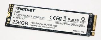 Твердотільний накопичувач SSD 256Gb, Patriot P300, 3D TLC, 1700/1100 МБ/с (P300P256GM28), PCI-E 3.0 x4, M.2 2280