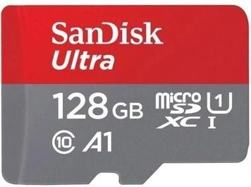 Карта пам'яті microSDXC, 128Gb, без адаптера, Сlass10 UHS-I A1 U1, SanDisk Ultra, до 140 МБ/с (SDSQUAB-128G-GN6MN)