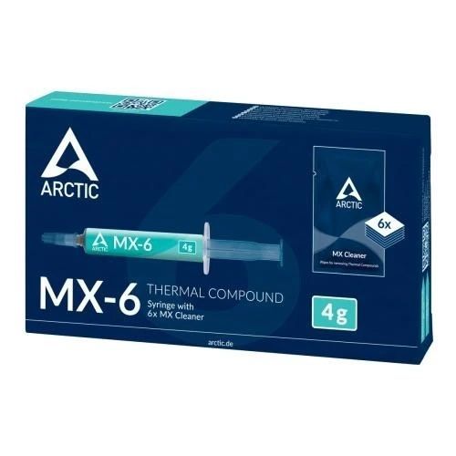 Термопаста Arctic MX-6, 4 г, шприц, -50&deg;C / +150&deg;C + 6 серветок MX Cleaner (ACTCP00084A), 7.5 Вт/мК