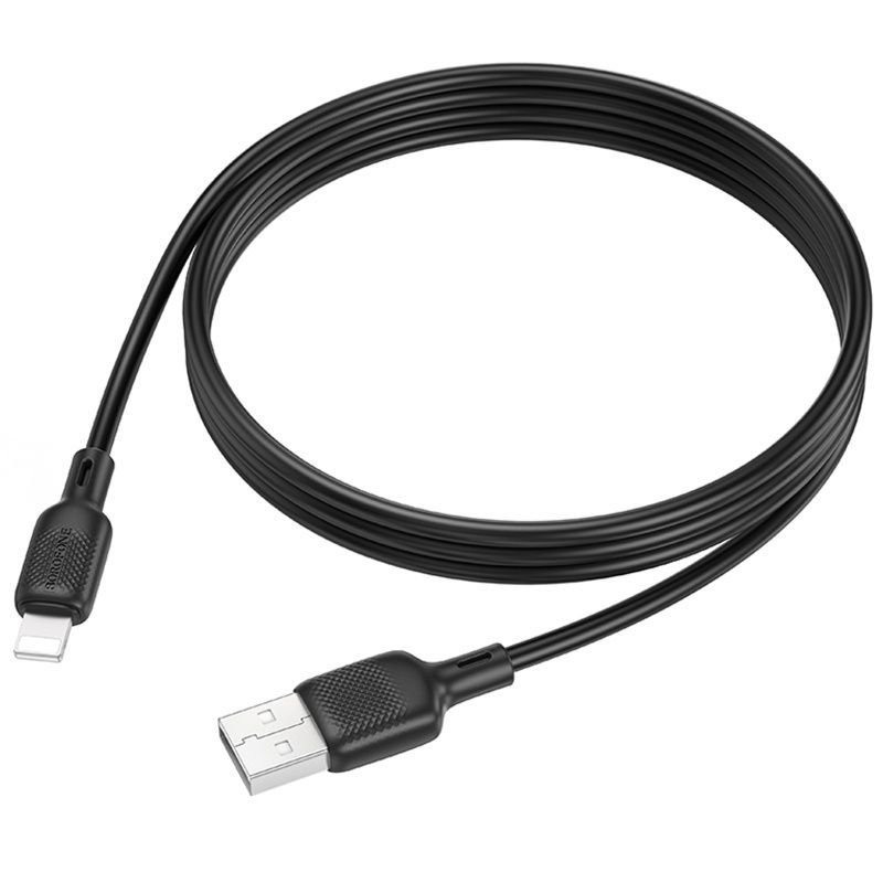 Дата-кабель Borofone BX113 Lenny USB-Lightning 2.4A 1м Черный