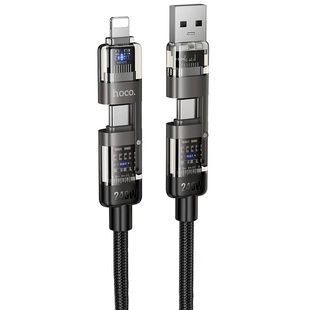Дата-кабель Hoco U151 Goldsmith 4in1 Type-C to USB/Type-C to Lightning 240W Black (1.2м)