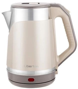 Електрочайник Liberton LEK-6823, Beige/Inox, 1500W, індикатор включення, 1.8л, шкала рівня води внутрішня, подвійна стінка (нержавіюча сталь+пластик), відкривання кришки ручне, автовідключення, дисковий