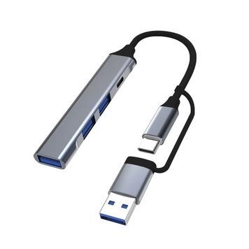 USB-хаб Dynamode DM-UH-314AC, Silver, алюминиевый корпус, Type-C / USB 3.0 - 1xType-C 3.0 / 1xUSB 3.0 / 2xUSB 2.0