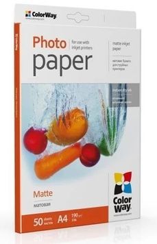 Фотобумага ColorWay, матовая, 190 г/м&sup2;, A4, 50 листов (PM190050A4)