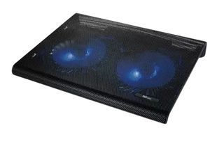 Підставка для ноутбука до 17" Trust Azul, Black, 640 г (20104), 2x12.5 см вентилятори, сітчасте металеве верхнє покриття, блакитне LED підсвічування, 360х280х50 мм