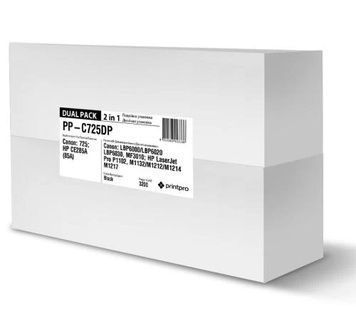 Картридж Canon 725, Black, PrintPro, MF3010, LBP-6000/6020, 1600 стр, Dual Pack (PP-C725DP)