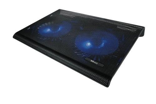 Підставка для ноутбука до 17" Trust Azul, Black, 640 г (20104), 2x12.5 см вентилятори, сітчасте металеве верхнє покриття, блакитне LED підсвічування, 360х280х50 мм