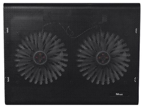 Підставка для ноутбука до 17" Trust Azul, Black, 640 г (20104), 2x12.5 см вентилятори, сітчасте металеве верхнє покриття, блакитне LED підсвічування, 360х280х50 мм