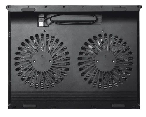 Підставка для ноутбука до 17" Trust Azul, Black, 640 г (20104), 2x12.5 см вентилятори, сітчасте металеве верхнє покриття, блакитне LED підсвічування, 360х280х50 мм