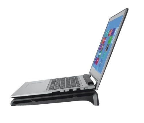 Підставка для ноутбука до 17" Trust Azul, Black, 640 г (20104), 2x12.5 см вентилятори, сітчасте металеве верхнє покриття, блакитне LED підсвічування, 360х280х50 мм