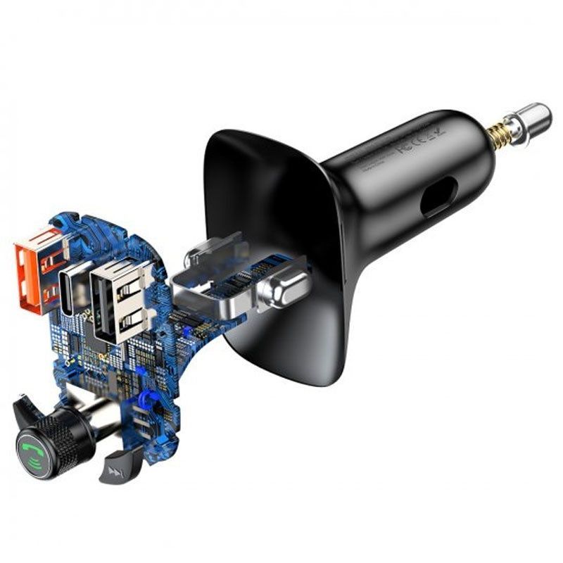 FM-модулятор Baseus S-13 36W (2USB-A + 1 Type-C), чорний