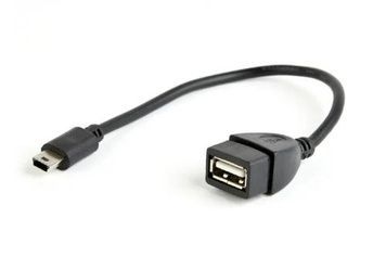 Кабель USB 2.0 AF - miniUSB (5P), 15 см, Cablexpert (A-OTG-AFBM-002), Black