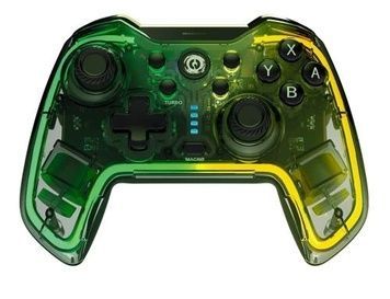 Геймпад Canyon GPW-02 "Brighter", Green / Yellow, для ПК / PS3 / Android / Nintendo Switch, RGB підсвічування, 800 mAh (CND-GPW02), 22 кнопки (12 програмованих), подвійна вібрація, бездротовий (Bluetooth)