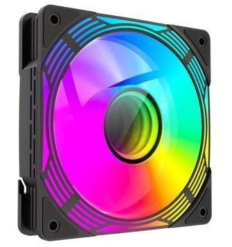Вентилятор 120 мм, GameMax FN12A-C8I, 4-pin (PWM, ARGB підсвічування, гідродинамічний підшипник, 120х120х25 мм, до 31.21 дБ, Black, 50 см) / 3-pin (ARGB, 800-1600 об/хв, 50 см)
