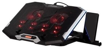 Підставка для ноутбука до 15.6" 2E GAMING CPG-004, Black, 7-ступінчасте регулювання висоти, 2xUSB Hub, RGB-підсвічування, 415х295х3 -004), сенсорне регулювання вентиляторів, алюмінієва сітка, 2x10 см / 4x7 см вентилятори