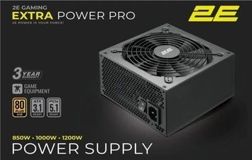 Блок питания 1000 Вт, 2E Gaming Extra Power Pro, ATX V3.1 (2E-EP1000GMII-140), 80+ Gold, 140 мм, Active PFC, 3xMolex / 6xSATA / 1x16-pin / 4x6+2-pin / 1x20+4-pin / 2x4+4-pin, Black, защита OVP/SCP/OPP/OTP/UVP/OCP, модульный