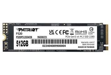 Твердотільний накопичувач SSD 512Gb, Patriot P320, PCI-E 3.0 x4, M.2 2280, 3000/2200 МБ/с (P320P512GM28), 3D TLC