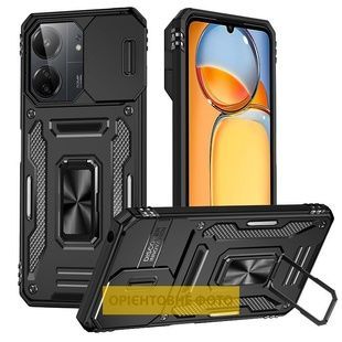 Чехол Camshield Army Ring противоударный черный для Xiaomi Redmi 15 4G (Global) / 5G со шторкой на камеру