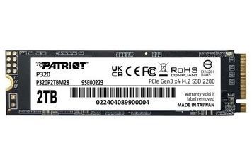 Твердотільний накопичувач SSD 2Tb, Patriot P320, PCI-E 3.0 x4, M.2 2280, 3000/2200 МБ/с (P320P2TBM28), 3D TLC