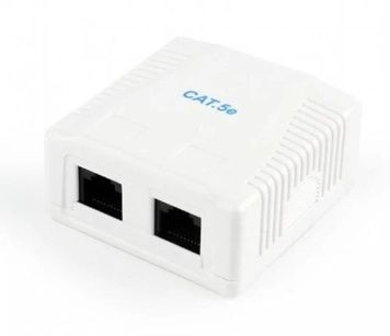 Розетка RJ45 (мережева), 2-портова UTP, Cablexpert (NCAC-2U5E-01), 5E категорія, біла