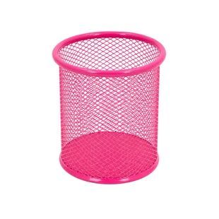 Металева кругла склянка для ручок Tamgram 562001-Pink, розмір 9,5х7,5см