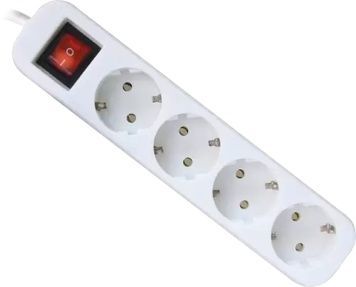 Фільтр мережевий Defender S418, 4 розетки, White, 1.8 м, вимикач, заземлення (99237), 10А, до 2.2 кВт