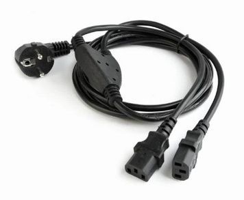 Кабель живлення від мережі PC-186, Black, Cablexpert, CEE 7/7 - 2xIEC C13, 3x1 мм&sup2; (PC-186-ML6), 2 м