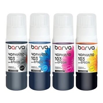 Комплект чорнил Barva Epson 103, Black / Cyan / Magenta / Yellow, 4x65 мл, флакон OneKey (E103-065-MP), водорозчинні