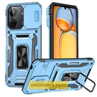 Чехол Camshield Army Ring противоударный силиконовый со шторкой для камеры голубой для Xiaomi Redmi 15C (Global) / Poco C85 (Global)