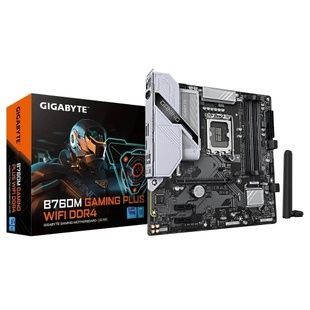 Материнська плата LGA1700, Gigabyte B760M GAMING PLUS WIFI DDR4, 4xDDR4, 2xPCI-E 3.0 x1, 1xPCI-E 4.0 x16, 2xM.2, Int.Video(CPU), MicroATX, 4xSATA3, Bluetooth 5.3, 6xUSB 3.2 / 6xUSB 2.0, Realtek 7.1, Realtek GbE, HDMI/DP, WiFi 6, B760