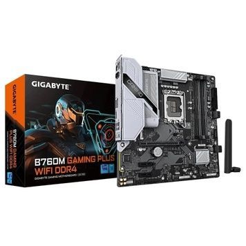 Материнська плата LGA1700, Gigabyte B760M GAMING PLUS WIFI DDR4, 4xDDR4, 2xPCI-E 3.0 x1, 1xPCI-E 4.0 x16, 2xM.2, Int.Video(CPU), MicroATX, 4xSATA3, Bluetooth 5.3, 6xUSB 3.2 / 6xUSB 2.0, Realtek 7.1, Realtek GbE, HDMI/DP, WiFi 6, B760