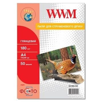 Фотобумага WWM, глянцевая, 50 л (G180.50), A4, 180 г/м&sup2;