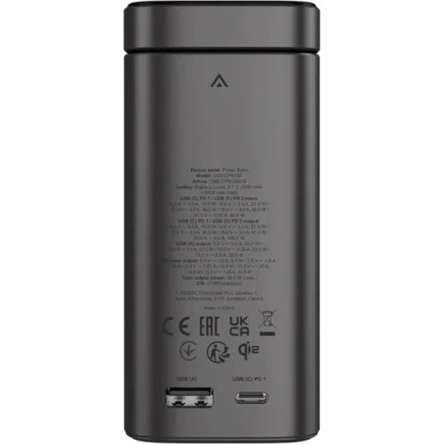 Універсальна мобільна батарея 15000 mAh, Canyon OnPower 150, QC3.0), TFT екран (CNS-CPB150DG), 100 Вт, 2xType-C (100Вт + 100 Вт, 15 Вт), Dark Grey, бездротова поворотна магнітна зарядка (Qi2, PD3.0) / 1xUSB (30 Вт