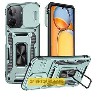Чехол Camshield Army Ring противоударный зеленый для Xiaomi Redmi 15C (Global) / Poco C85 (Global) со шторкой на камеру