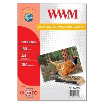 Фотопапір WWM, глянсовий, 180 г/м&sup2;, A4, 100 арк (G180.100)