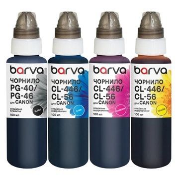Комплект чорнил Barva Canon PG-46/56/84/94, Black / Cyan / Magenta / Yellow, пігментні/водорозчинні, флакон OneKey (CPG46-100-MP), 4x100 мл
