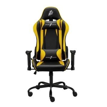 Ігрове крісло 1stPlayer S01 Black-Yellow, максимально допустиме навантаження 120 кг, у комплекті поперекова подушка, регульована спинка з кутом нахилу до 170 градусів