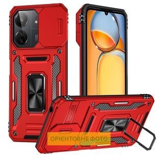 Чехол Camshield Army Ring противоударный красный для Xiaomi Redmi 15C (Global) / Poco C85 (Global) со шторкой на камеру