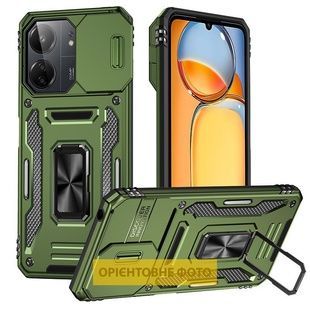 Чехол Camshield Army Ring противоударный Оливковый для Xiaomi Redmi 15C (Global) / Poco C85 (Global) со шторкой на камеру