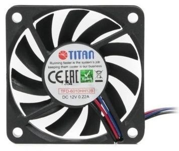 Вентилятор 60 мм, Titan, 4800 об/хв, 36 dB, 3-pin (TFD-6010HH12B), 60x60x10 мм, Black