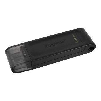 Флеш накопичувач USB 64Gb Kingston DataTraveler 70, Black, Type-C 3.2 Gen 1 (DT70/64GB), USB Type-C 3.2 (Gen 1), Пластик, 64 ГБ, Моноблок