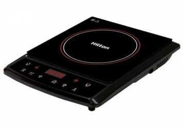 Настільна плита Hilton HIC-152, Black, 1500W, розпізнавання посуду, 8 режимів, керування електронне, таймер, 1 конфорка, склокераміка, індукційна