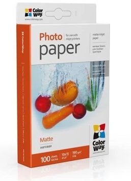 Фотобумага ColorWay, матовая, A6 (10x15), 100 листов (PM1901004R), 190 г/м&sup2;