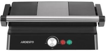 Электрогриль Ardesto GH-1800MB, Black/Silver, возможность приготовления в открытом положении, механическое управление, регулировка температуры, съемный лоток для сбора масла, антипригарное покрытие, 1800W