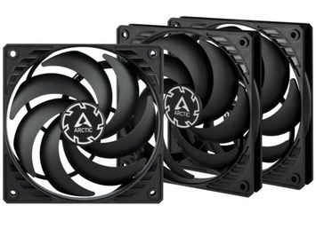 Вентилятор 120 мм, Arctic P12 Slim PWM PST, 200-2100 об/хв, 120х120х15 мм, гідравлічний підшипник (ACFAN00275A), 4-pin (PWM, 40 см), 3 шт, Black