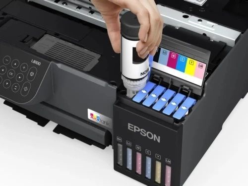БФП струменевий кольоровий A4 Epson L8100, Black, чорнило Epson 115 (C11CK94401), вбудоване СБПЧ, USB / Lan, WiFi, до 22/22 стр/хв, сенсорний РК-екран 6.1 см, друк на ID / DVD, 5760х1440 dpi