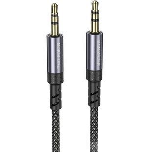 Аудио кабель Borofone BL24 Graceful AUX-AUX (1м), плетеный, Metal grey