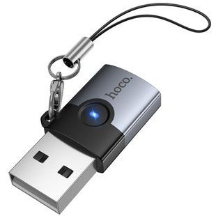 Переходник Hoco UA46B USB-A (папа) на Type-C (мама) USB 3.0 Metal gray