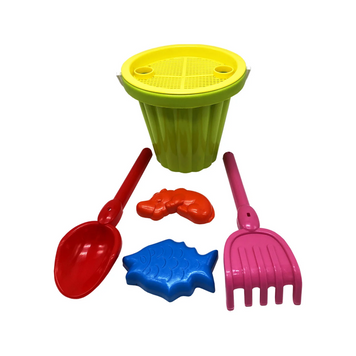 Набір для гри в піску Mtoys S0004 "Великий", лопатка, граблі та дві пасочки, Зелений (артикул S0004)