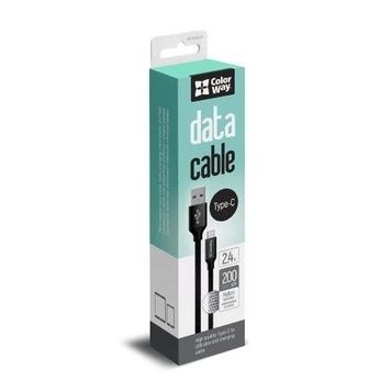 Кабель USB AM - Type-C, 2 м, 2.4A (CW-CBUC008-BK), ColorWay, Black